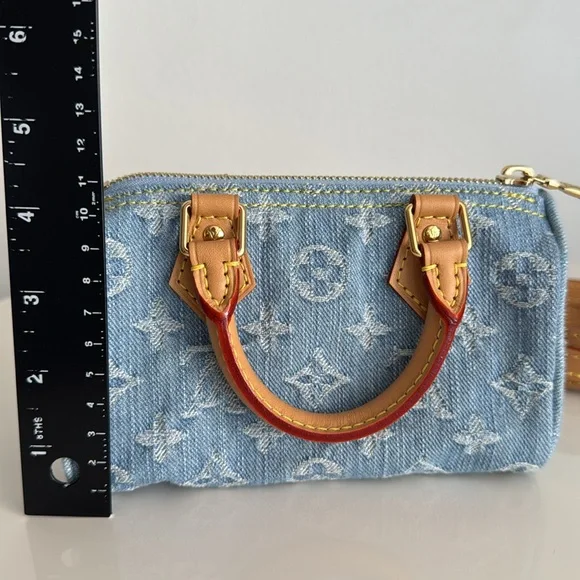 Louis Vuitton *Like NEW *Limited Edition* Nano Mini Denim Speedy Bag with Strap - Picture 15 of 17